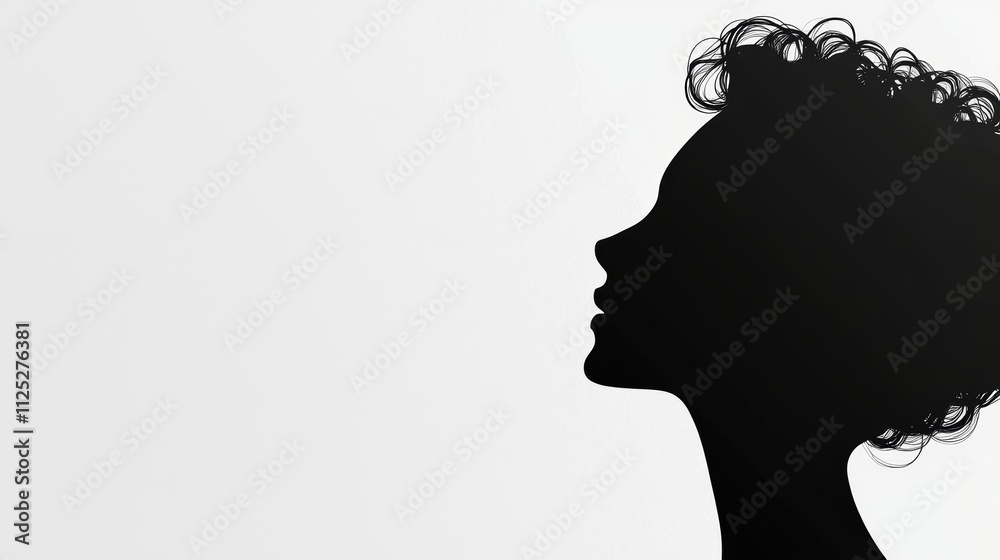 A striking silhouette of a person with curly hair against a minimalist background, emphasizing shape and contrast. A striking silhouette of a person with curly hair against a minimalist background, emphasizing shape and contrast.