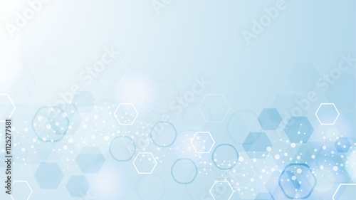 Health care abstract background with hexagons, lines and dots. Medical innovation banner template concept. Biology and pharmaceutical technology background. Vector illustration.