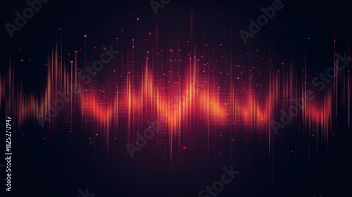 Abstract red light patterns, digital waveform, dark background.