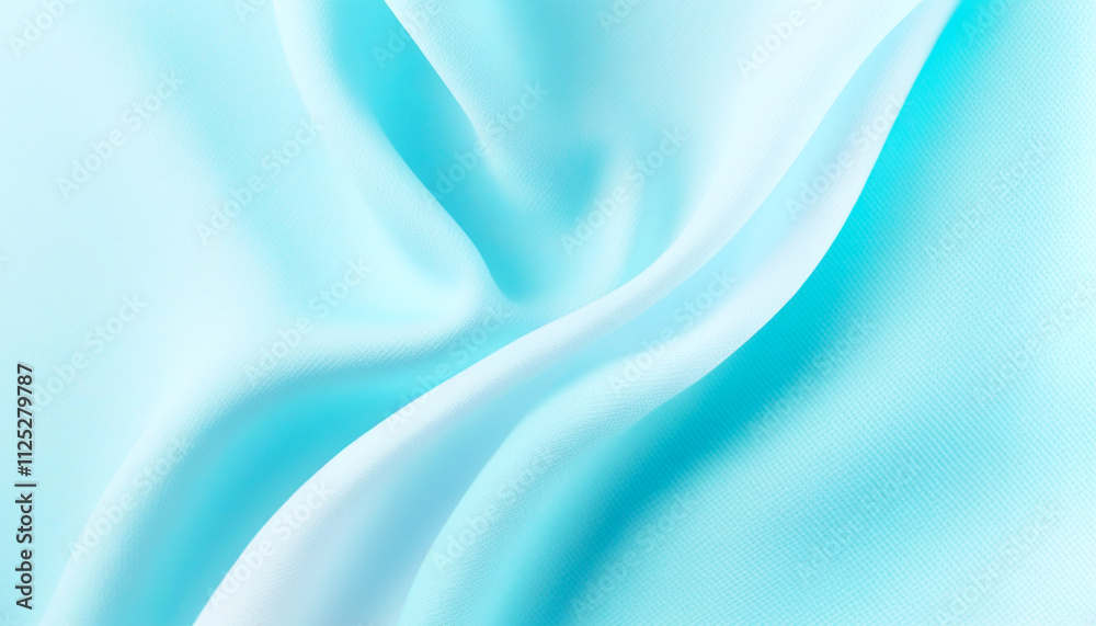 Elegant aqua fabric drapes gracefully under sunlight in serene ambiance Elegant aqua fabric drapes gracefully under sunlight in serene ambiance