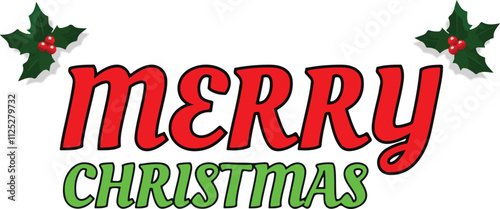 Sophisticated Merry Christmas typography vector art featuring elegant calligraphy. 