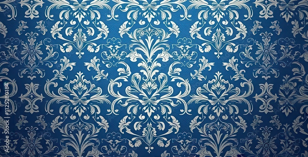 A beautiful seamless damask wallpaper design in shades of blue and silver suitable for elegant home decor and interior design projects, design, vintage, elegant A beautiful seamless damask wallpaper design in shades of blue and silver suitable for elegant home decor and interior design projects, design, vintage, elegant
