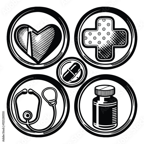 Set of Healthcare and Medical Related Line Icons. Outline Symbol Collection