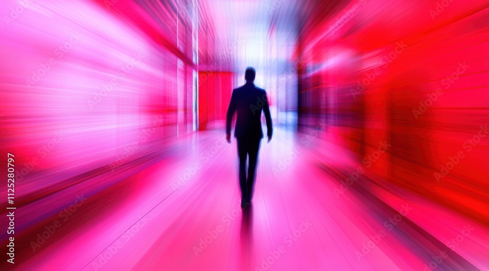 Abstract Motion Blur of Person Walking in Pink Tones Abstract Motion Blur of Person Walking in Pink Tones