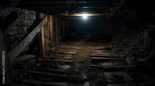 A photo of a crawl space under a house.