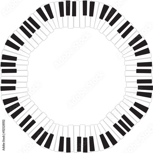 vector round frame of piano keyboard. modern music illustration. classic music. template for piano concert