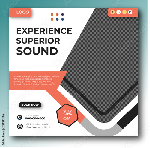 Headphone digital product social media post banner template design photo