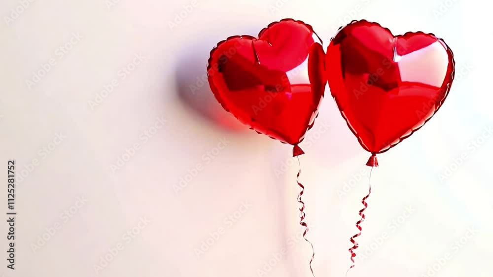 Heart balloon Valentine's Day. Red Floating, flying up Valentine’s Day festive balloons animation. Pink, white colored heart shaped balloons with signs. Abstract romantic greeting background. 4k