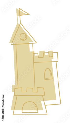 Sand castle color. Doodle clip art for your projects.