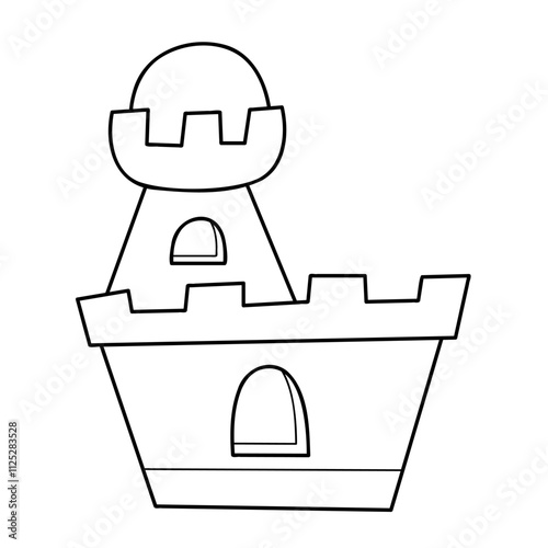 A sand castle in white and black. Clip art for your projects.