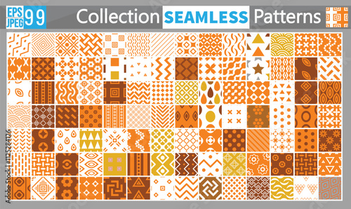 Collection of vector seamless geometric ornament patterns in difrent styles. Monochrome repeatable backgrounds. Endless black and white prints, textile textures
