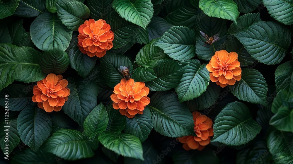 custom made wallpaper toronto digitalA bunch of orange flowers with green leaves in the background