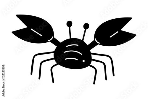 A cute crayfish in black and white colors. Doodle clip art for your projects.