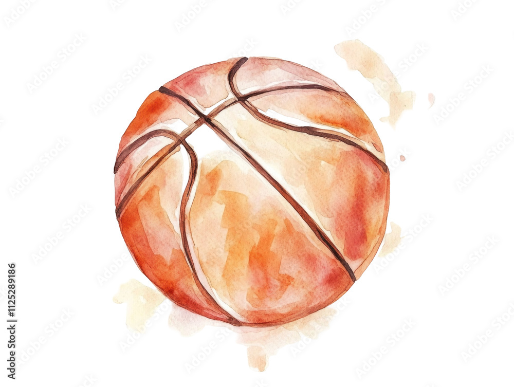 Fototapeta premium Watercolor Basketball Illustration on transparent background