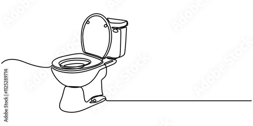 Bowl icon line continuous drawing vector. One line Bowl icon vector background. toilet icon. Continuous outline of a toilet icon, Continuous one line drawing of hygienic flush toilet. Single line art.