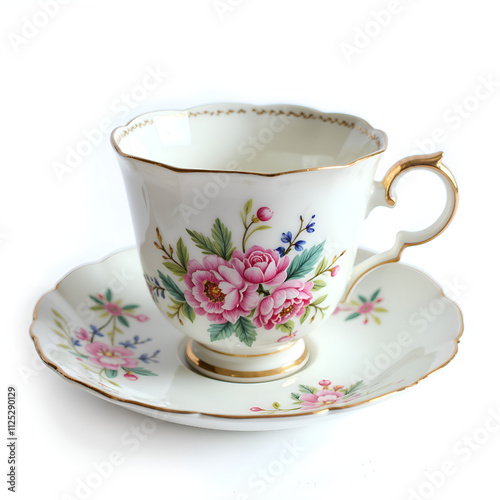Wallpaper Mural Elegant floral teacup and saucer arrangement in soft light, photography of still life concept. Torontodigital.ca