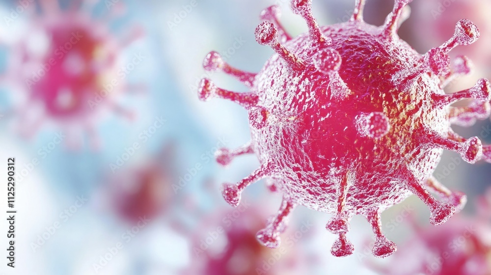 virus structure in pink showcasing its surface spikes and spherical form virus structure in pink showcasing its surface spikes and spherical form