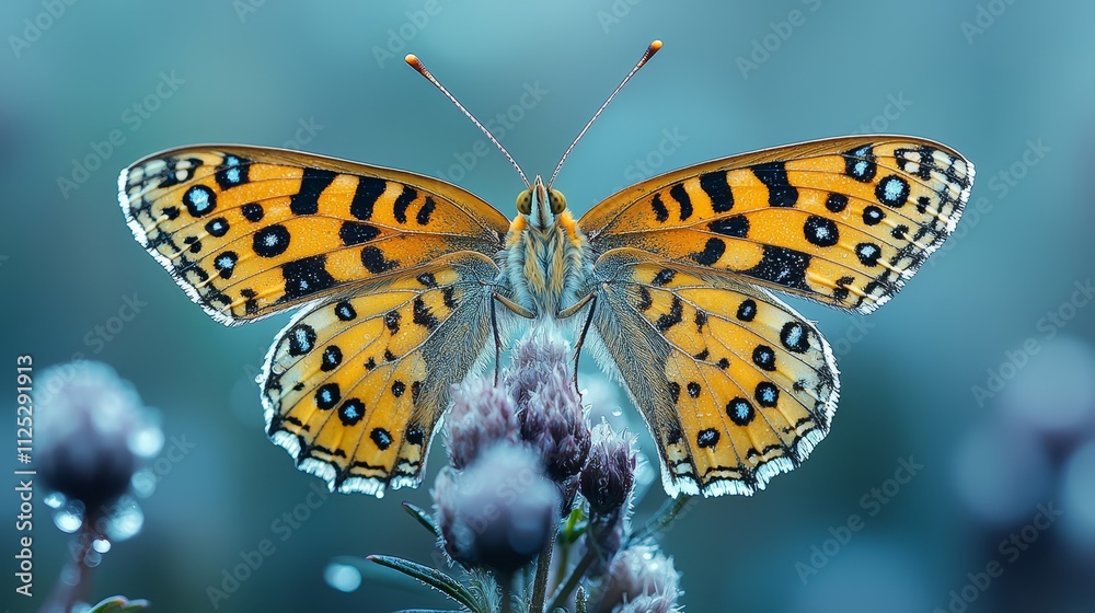 Obraz premium A butterfly sitting on top of a purple flower
