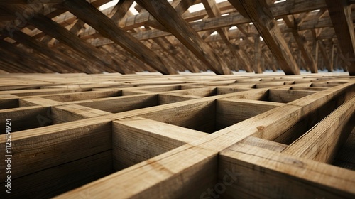 A photo of a detailed shot of floor joists