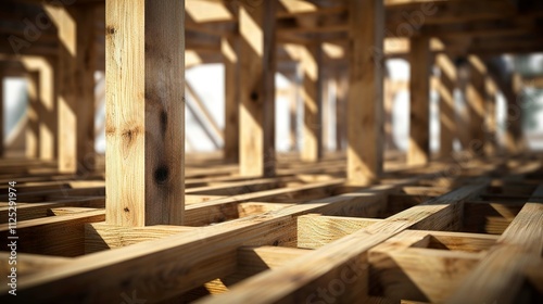 A photo of a detailed shot of floor joists