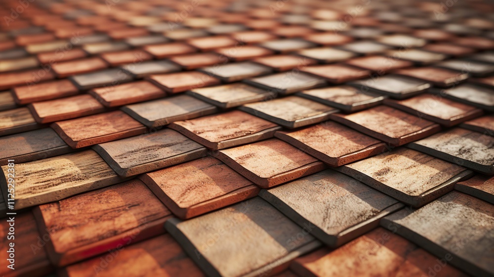 A photo of a detailed shot of roof tiles A photo of a detailed shot of roof tiles