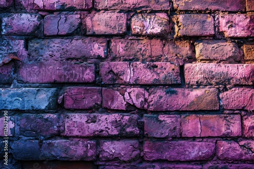 Pink Grunge Brick Wall Texture: Abstract Background with Violet Accents photo