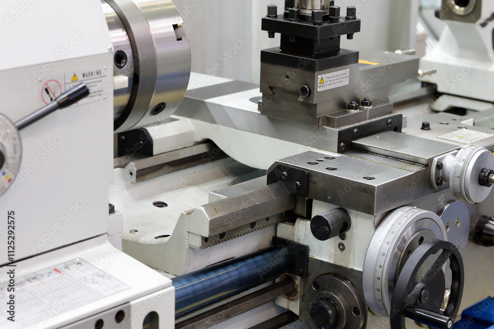 close up of conventional lathe machine close up of conventional lathe machine