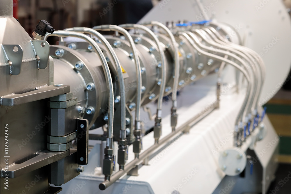 Ταπετσαρία close up of dry pet food extruder machine