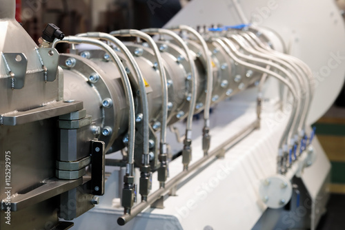 close up of dry pet food extruder machine