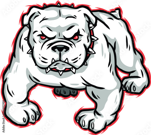 Bulldog mascot with an aggressive stance