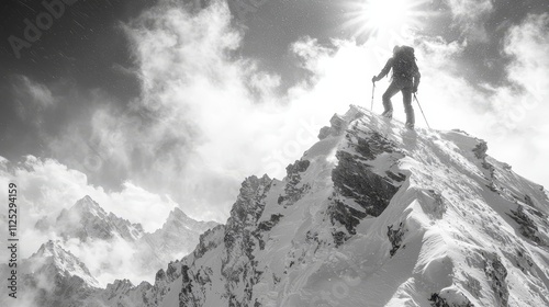 A person standing on top of a snow covered mountain