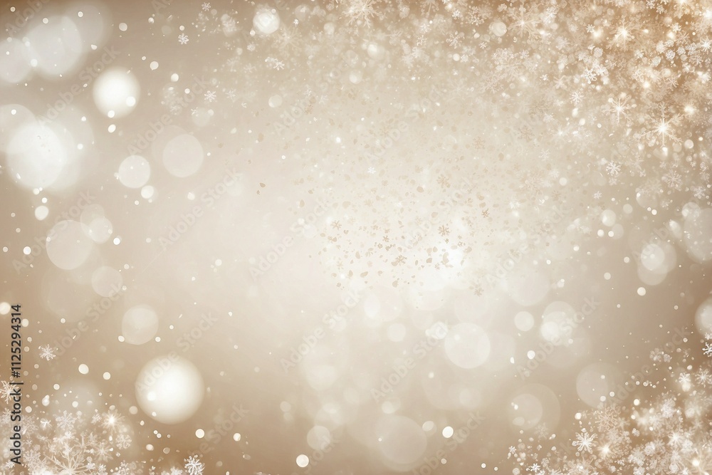 Silver and Light Beige Christmas Background with Small Delicate Snowflakes and Silver Glitter Silver and Light Beige Christmas Background with Small Delicate Snowflakes and Silver Glitter