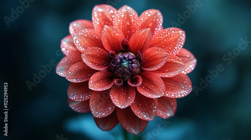 A red flower with water droplets on it