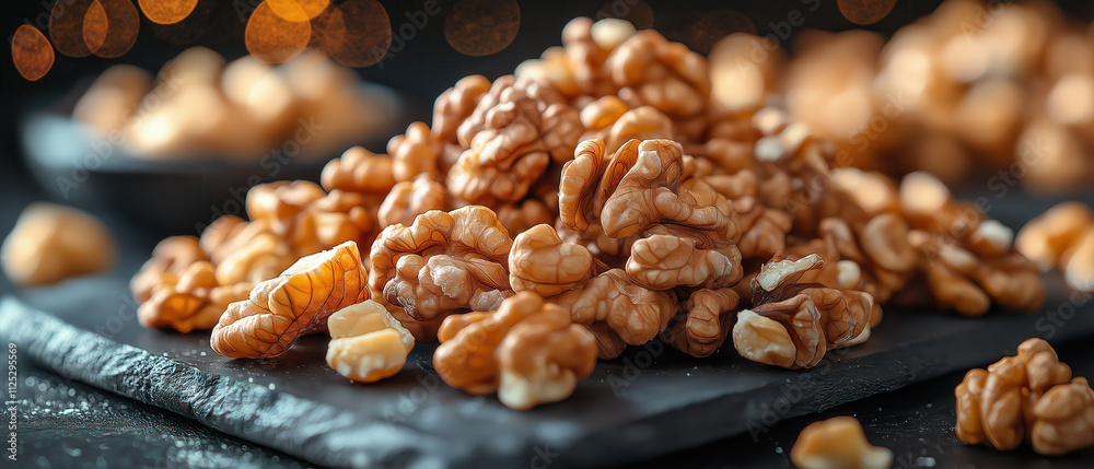 Walnut lying on dark background. Walnut lying on dark background.
