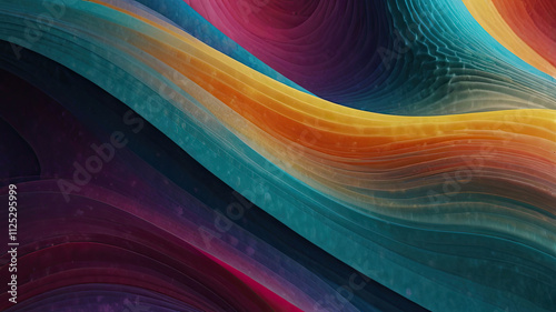 Abstract background with smooth, flowing wave pattern in vibrant colors photo