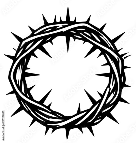 Crown of Thorns Crucifixion Jesus Vector Stylised Art Design Isolated Cut Out