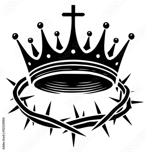 Crown of Thorns Crucifixion Jesus Vector Stylised Art Design Isolated Cut Out