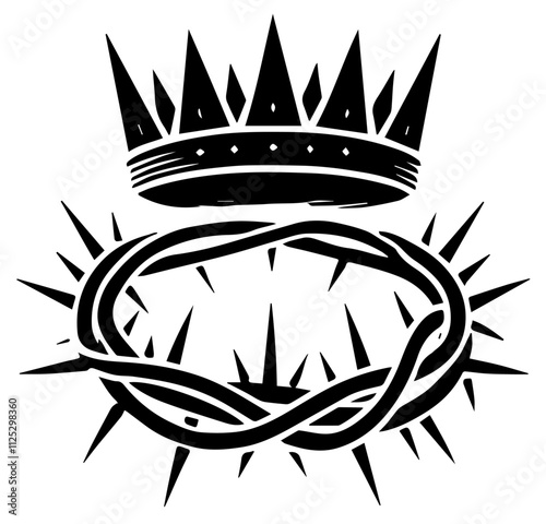 Crown of Thorns Crucifixion Jesus Vector Stylised Art Design Isolated Cut Out