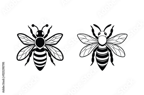 Detailed Bee Silhouette Vector Ideal for Branding and Decoration