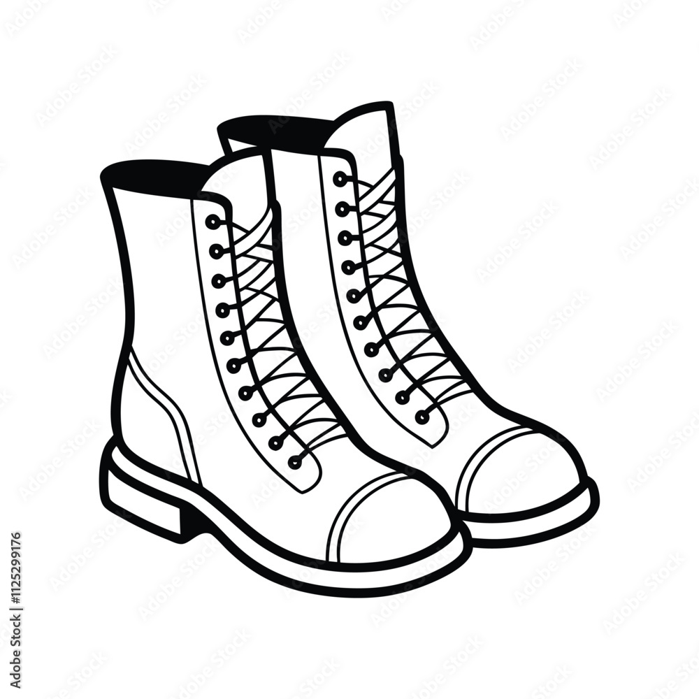 Minimal Lineart Vector Illustration of Trendy Winter Snow Boots for Cold Weather and Outdoor Fashion Minimal Lineart Vector Illustration of Trendy Winter Snow Boots for Cold Weather and Outdoor Fashion