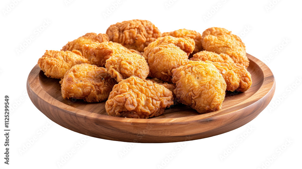 Crispy Fried Chicken on Wooden Plate Crispy Fried Chicken on Wooden Plate