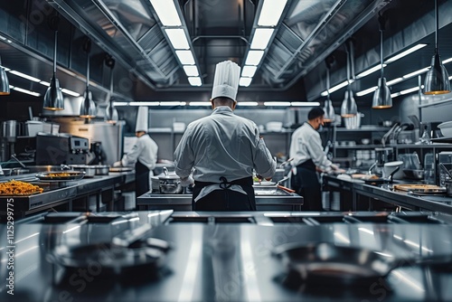 Renowned chef enthusiastically prepares culinary delights in bustling restaurant kitchen