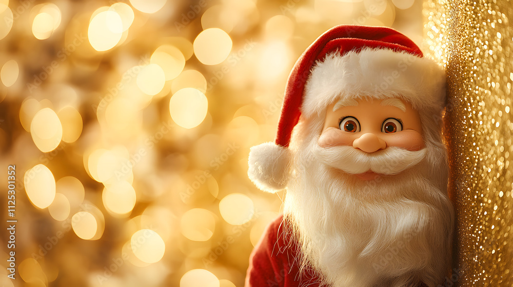 Funny Christmas background of a Santa Claus doll peek Funny Christmas background of a Santa Claus doll peek