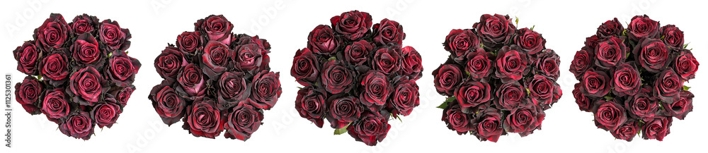 set of isolated bouquets of red roses set of isolated bouquets of red roses