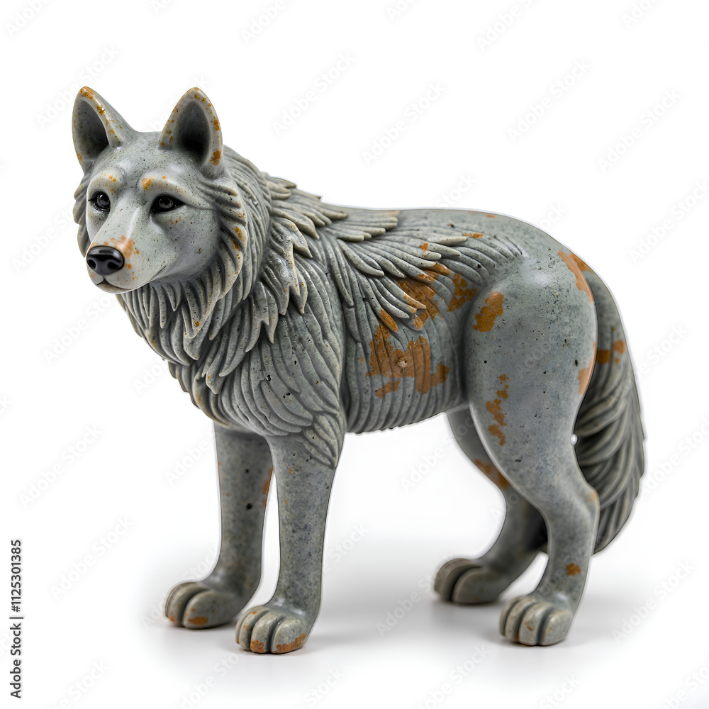 Realistic stone sculpture of a majestic wolf with detailed features, photography of still life concept. Realistic stone sculpture of a majestic wolf with detailed features, photography of still life concept.