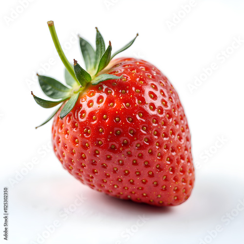 Wallpaper Mural Luscious red strawberry with dewy surface against a soft white background, photography of still life concept. Torontodigital.ca