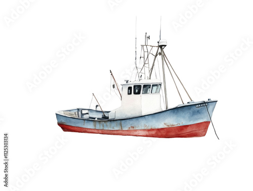 Watercolor Fishing Boat Illustration