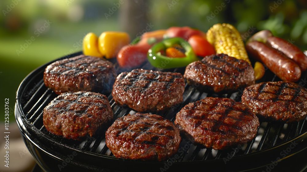 Juicy Grilled Burgers Sausages Veggie BBQ Juicy Grilled Burgers Sausages Veggie BBQ