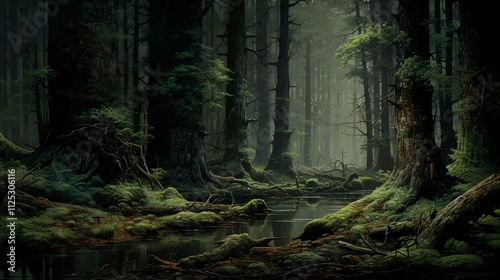 A photo of a forest oil painting