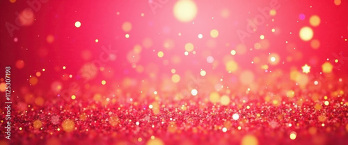 bokeh effect with gold and silver glitter on a deep Pink color background